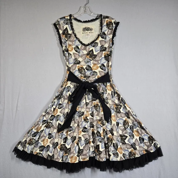 Effie's Heart Women's Fit & Flare Retro Dress Fall Leaf Print Pockets Size L - Picture 1 of 13